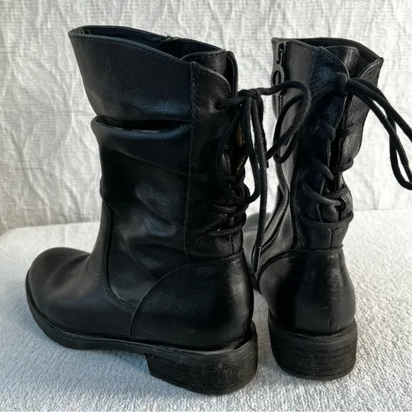 Sofft Sharnell Low Black Boot Womens 7.5 M Leather Lace Riding Boot Zip Booties