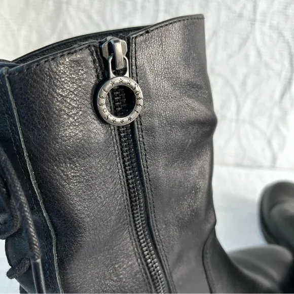 Sofft Sharnell Low Black Boot Womens 7.5 M Leather Lace Riding Boot Zip Booties