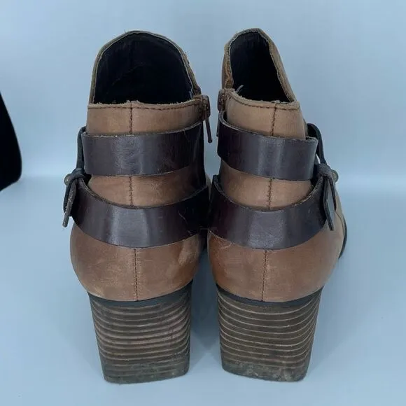 Sole Society Cognac Angie Leather Booties Ankle Boots Women Size 11 Heeled