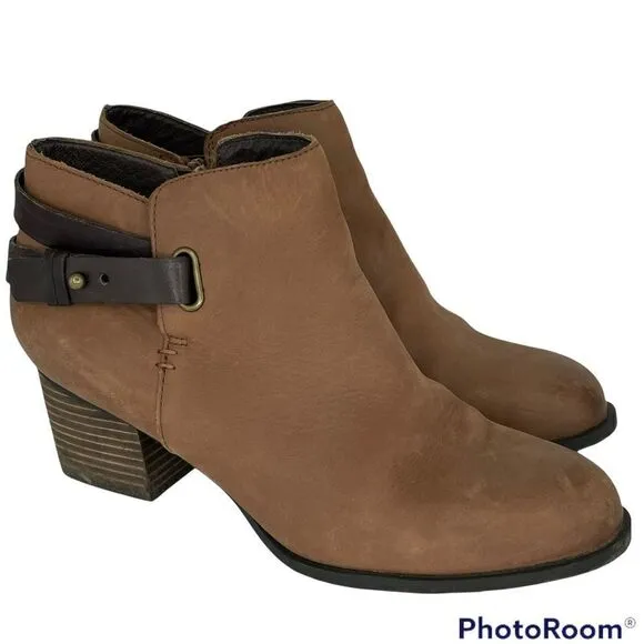 Sole Society Cognac Angie Leather Booties Ankle Boots Women Size 11 Heeled