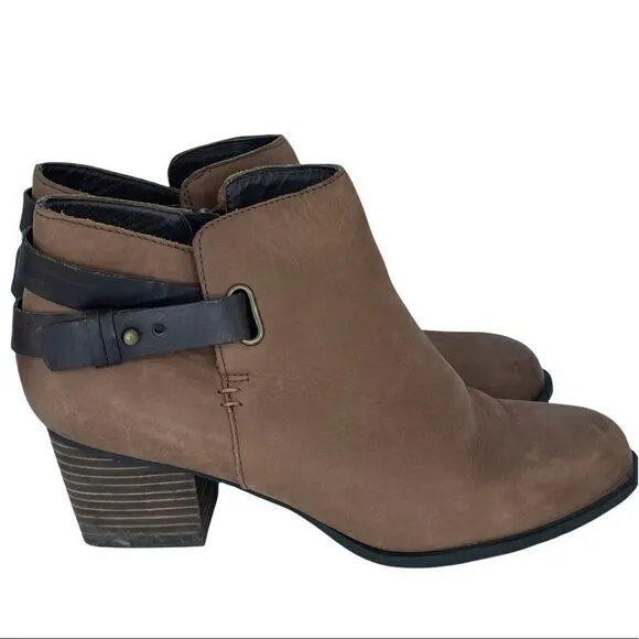 Sole Society Cognac Angie Leather Booties Ankle Boots Women Size 11 Heeled