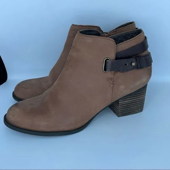 Sole Society Cognac Angie Leather Booties Ankle Boots Women Size 11 Heeled