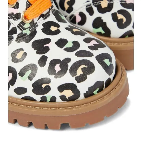 Sophia Webster Tia Combat Boots Girls Kids 13 Multi Leopard Print Leather KHD705