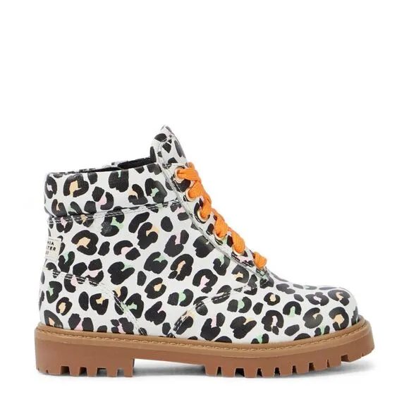 Sophia Webster Tia Combat Boots Girls Kids 13 Multi Leopard Print Leather KHD705