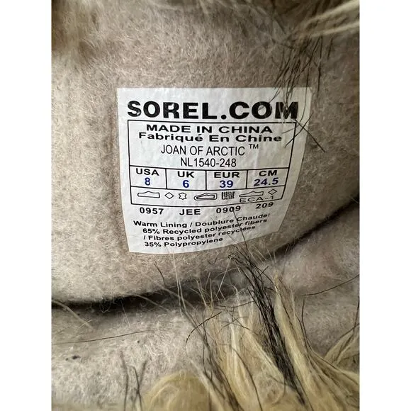 Sorel 8 Joan of Arctic Tall Winter Snow Boots Fur Lined Waterproof Leather Brown