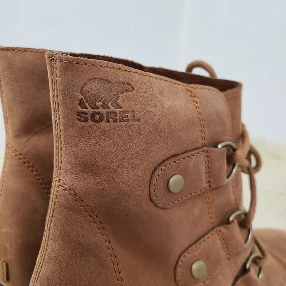Sorel Addington Suede Lace-Up Boots Brown Tan Leather Size 8