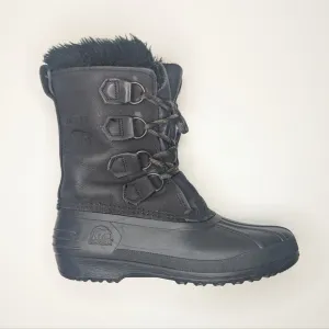 Sorel Badger black boots leather waterproof winter snow vintage lace up size 7