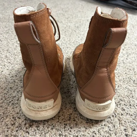 Sorel Big Kid Explorer Boots Size 4 Waterproof Brown Fleece Lined Winter