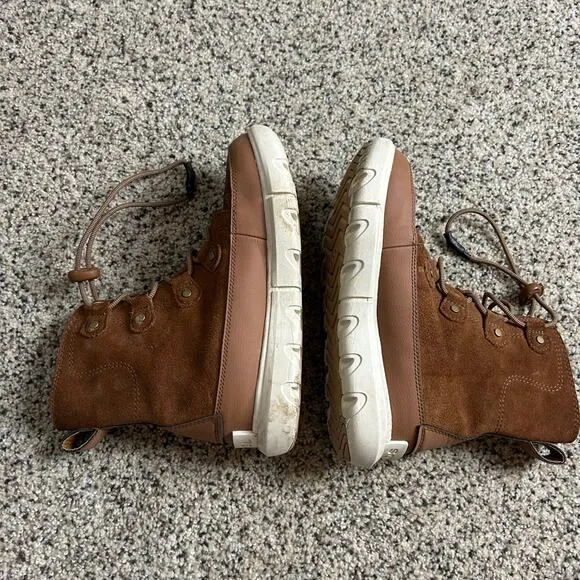 Sorel Big Kid Explorer Boots Size 4 Waterproof Brown Fleece Lined Winter