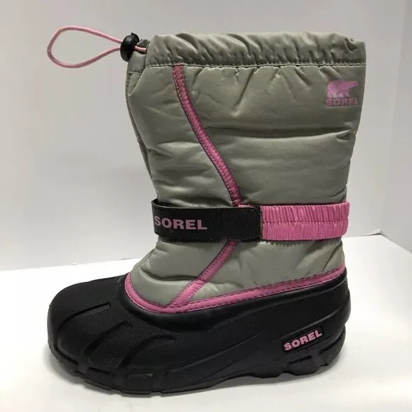 Sorel Big Kids' Flurry Winter Snow Boots Gray, Girls' Size 5 M