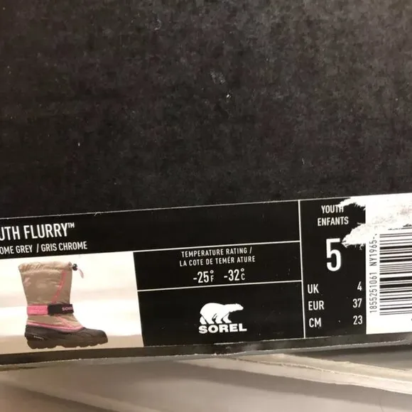 Sorel Big Kids' Flurry Winter Snow Boots Gray, Girls' Size 5 M