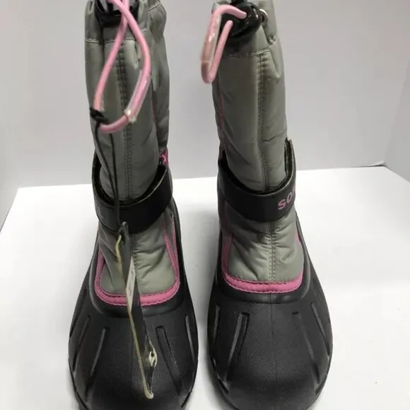 Sorel Big Kids' Flurry Winter Snow Boots Gray, Girls' Size 5 M