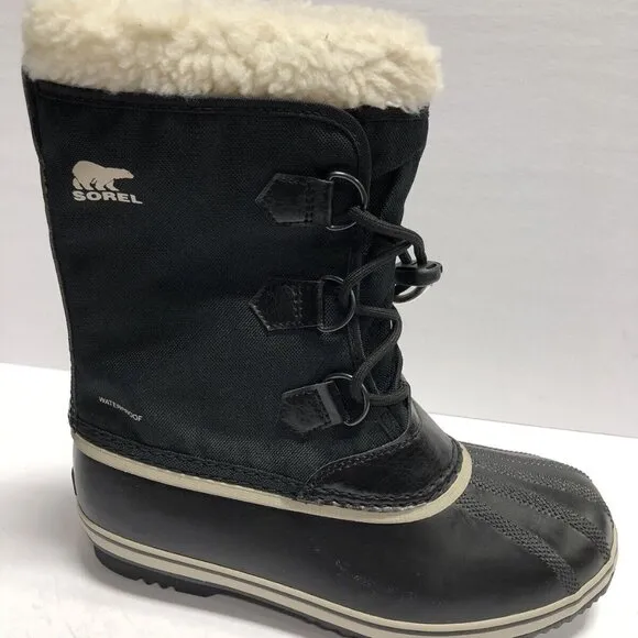 Sorel Big Kids’ Yoot Pac Nylon Black Winter Boots, Size 7M