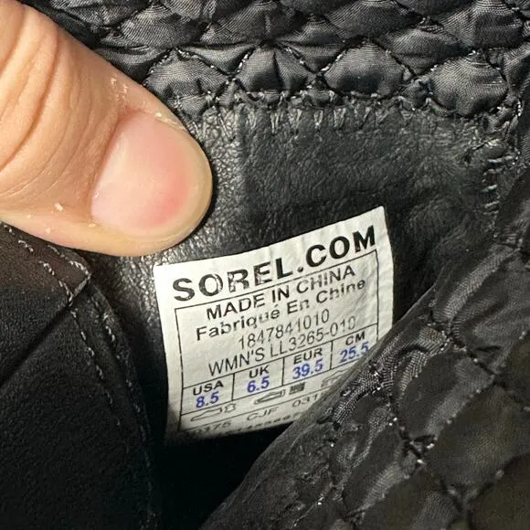 Sorel Black Boots Phoenix Moto Engineer Leather Waterproof Buckle LL3265 8.5