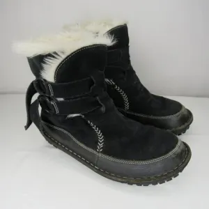 Sorel Black Leather Suede Fur Lined TOOTEGA Winter Boots Women's 8.5