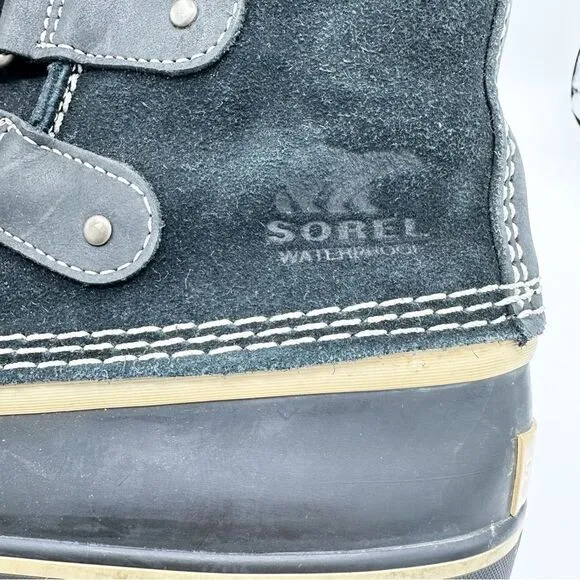 SOREL Black Suede JOAN OF ARTIC Faux Fur Trimmed Snow Boot Sz 8