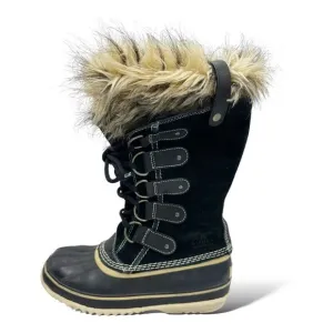 SOREL Black Suede JOAN OF ARTIC Faux Fur Trimmed Snow Boot Sz 8