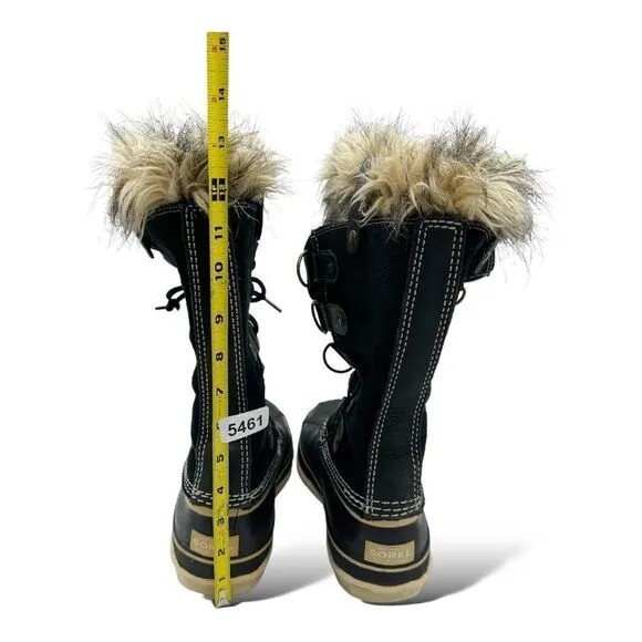 SOREL Black Suede JOAN OF ARTIC Faux Fur Trimmed Snow Boot Sz 8