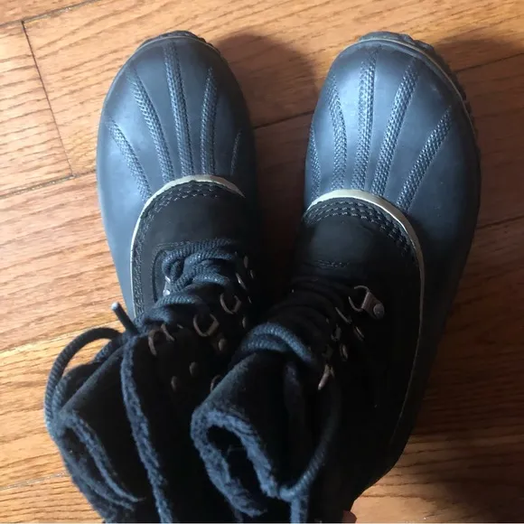 ❤️SOREL Black Winter Fancy Lace II Boots Size 8.5