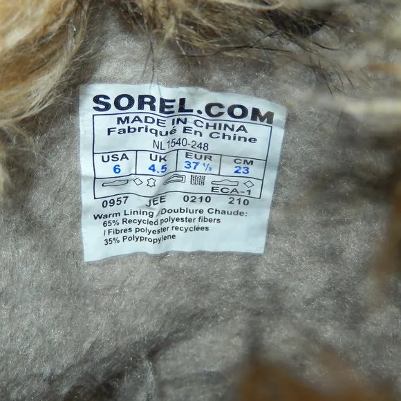 Sorel Boots 6 Joan Of Arctic NL1540 Brown Tan Fur Trim Lace Up Insulated Winter