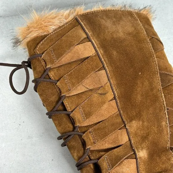 Sorel Boots Womens 7 Brown Cate of Alexandria 8 Faux Fur Waterproof Winter RARE