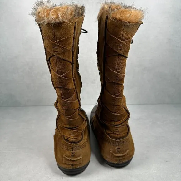 Sorel Boots Womens 7 Brown Cate of Alexandria 8 Faux Fur Waterproof Winter RARE