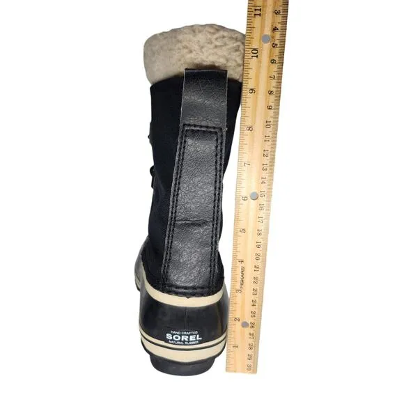 Sorel Boots Youth 6 Womens 7 Black Winter Waterproof Snow Rubber Duck Caribou