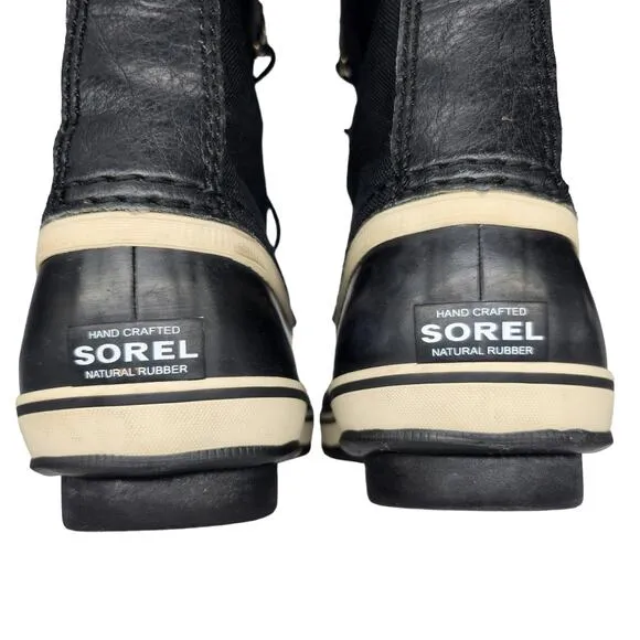 Sorel Boots Youth 6 Womens 7 Black Winter Waterproof Snow Rubber Duck Caribou