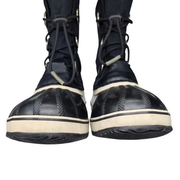 Sorel Boots Youth 6 Womens 7 Black Winter Waterproof Snow Rubber Duck Caribou