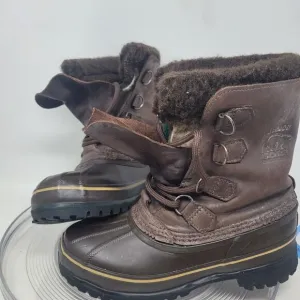 Sorel Brown Caribou Leather Lace-Up WP Snow Boot Womens Sz 8M HANDCRAFTED CANADA