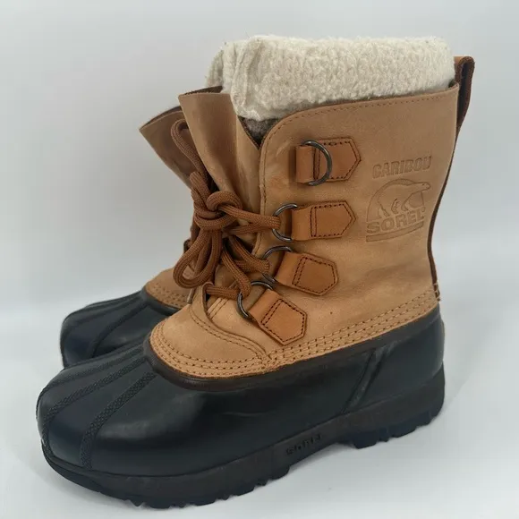 Sorel Caribou Winter Boots Rubber Suede NL1000-220 Mens Size 7 EUR 38 Women’s 9