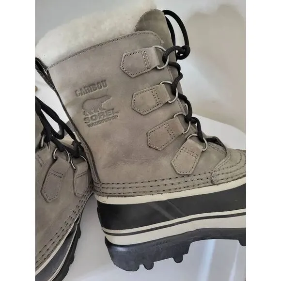 Sorel Caribou Boots Winter Snow Boot Women 8 US Shale Stone Gray NL1005-051Sz 7