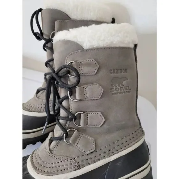 Sorel Caribou Boots Winter Snow Boot Women 8 US Shale Stone Gray NL1005-051Sz 7