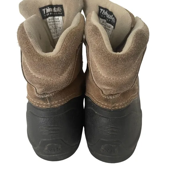 SOREL Cold Mountain Thinsulate Winter Brown Suede Rubber Boots. Size 8