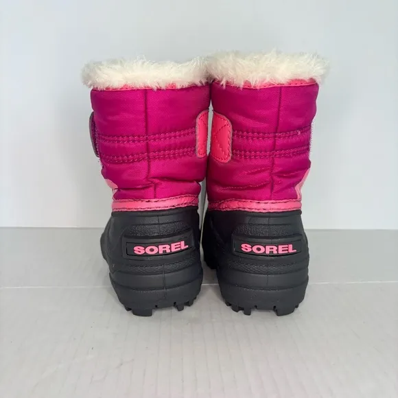 Sorel Commander‎ Snow Boots Winter Ski Pink Black Adjustable Toddler size 4