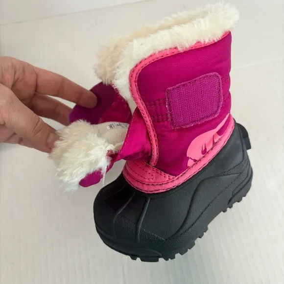 Sorel Commander‎ Snow Boots Winter Ski Pink Black Adjustable Toddler size 4