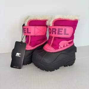 Sorel Commander‎ Snow Boots Winter Ski Pink Black Adjustable Toddler size 4