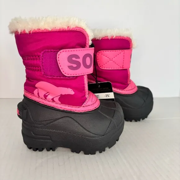 Sorel Commander‎ Snow Boots Winter Ski Pink Black Adjustable Toddler size 4