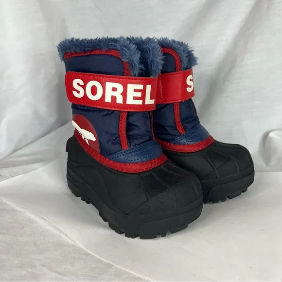 Sorel Commander Winter Snow Boots Fuzzy Lined Blue Toddler Boys Size 6