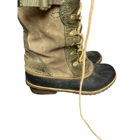 SOREL CONQUEST CARLY II DUCK Boots WOMEN'S 8.5Waterproof Suede Rain Winter Shoes