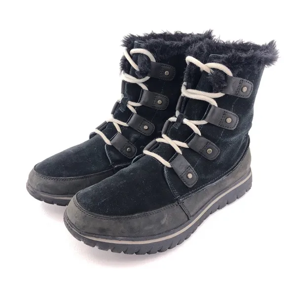 Sorel Cozy Joan Black Suede Winter Boots 10