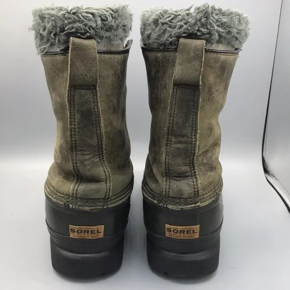 Sorel Dominator Felt Lined Winter Snow Boots Dark Green Women's 6