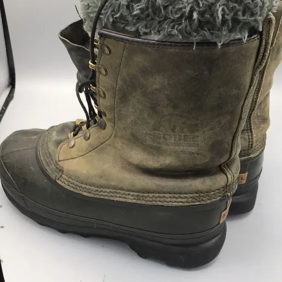 Sorel Dominator Felt Lined Winter Snow Boots Dark Green Women's 6