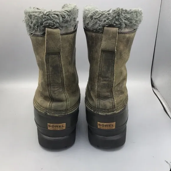 Sorel Dominator Felt Lined Winter Snow Boots Dark Green Women's 6