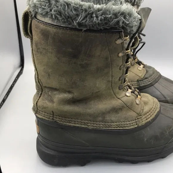 Sorel Dominator Felt Lined Winter Snow Boots Dark Green Women's 6