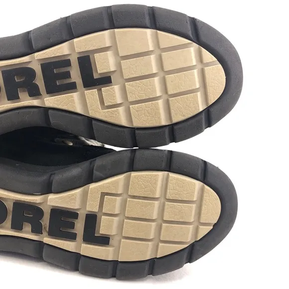 Sorel Explorer Joan Black Leather Winter Ankle Boots 8