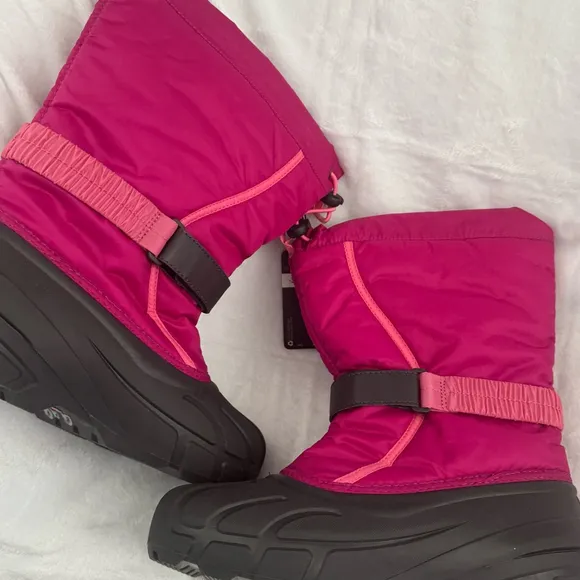 Sorel Flurry Snow Commander Boots Size 7 Pink &amp; Black Winter