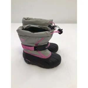 Sorel Girls Size 11 Gray/Pink Snow Boots Thermo Plus  Black Rubber Sole