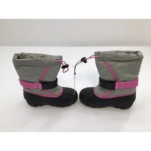 Sorel Girls Size 11 Gray/Pink Snow Boots Thermo Plus  Black Rubber Sole