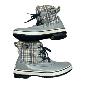 Sorel Green Gray Plaid Tivoli Snow Boots 11 Womens